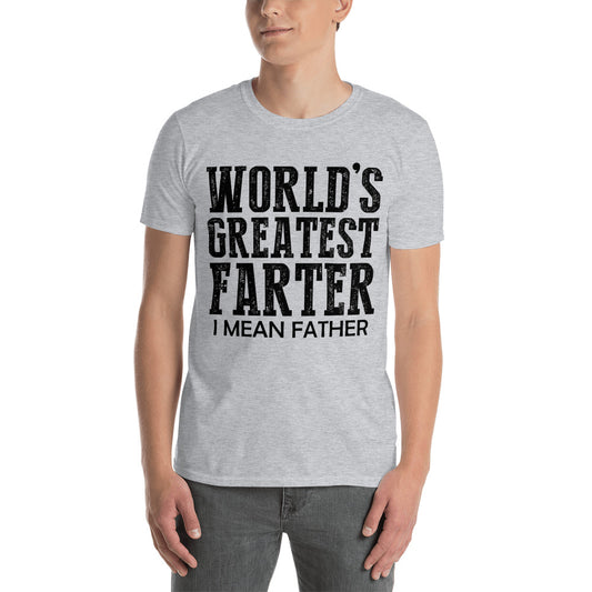 "World's Greatest Farter, I Mean Father" Short-Sleeve T-Shirt With Black Or White Image