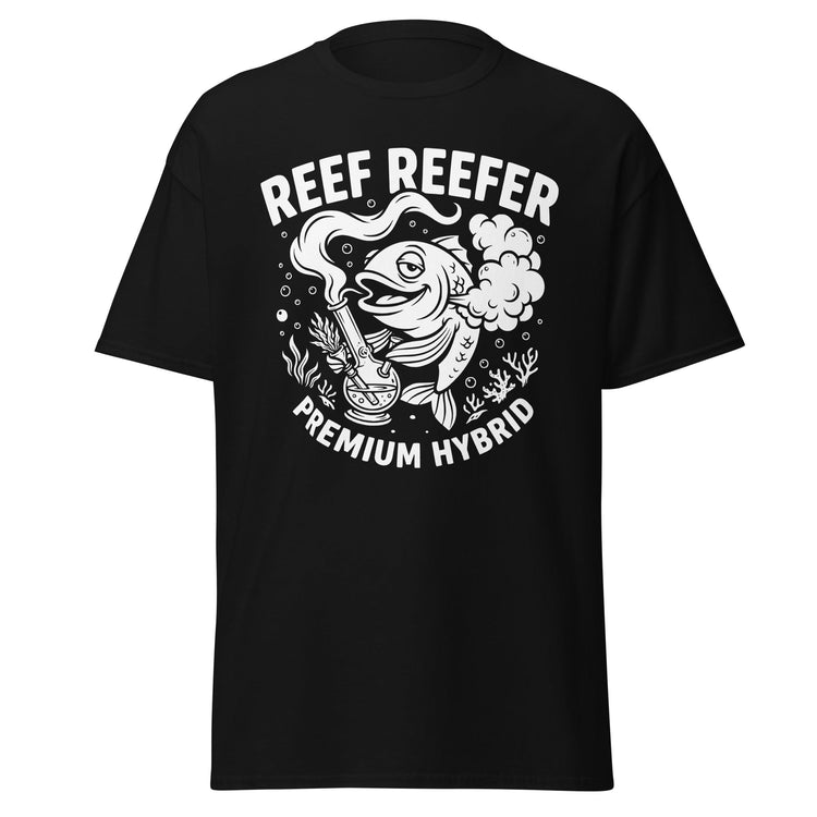 Reef Reefer: Premium Hybrid design on a black classic T-shirt, front view