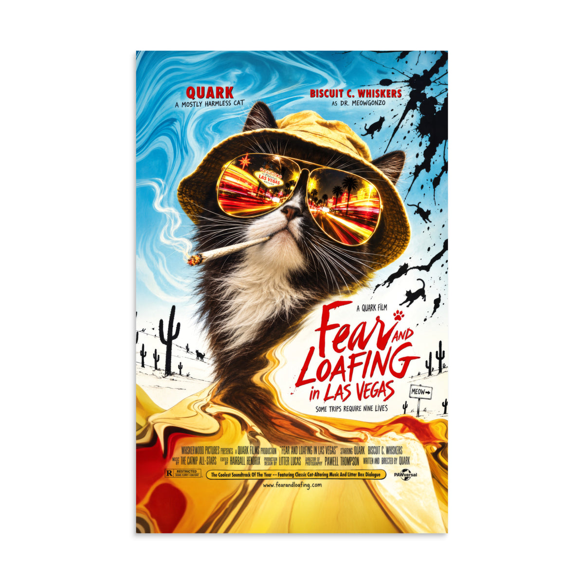 Fear and Loafing in Las Vegas Quark cat poster, 11×17 inches