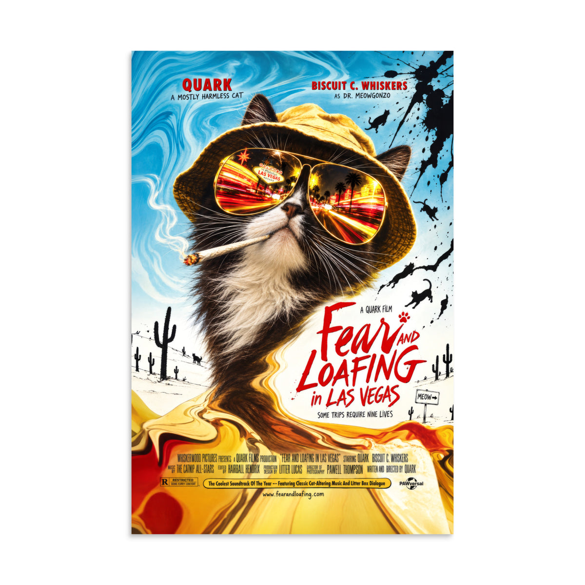 Fear and Loafing in Las Vegas Quark cat poster, 16×24 inches