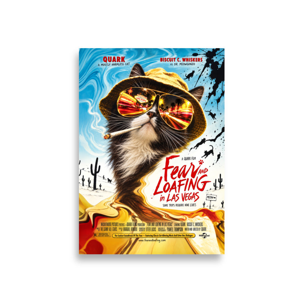 Fear and Loafing in Las Vegas Quark cat poster, A1, 23.3×33.1 inches