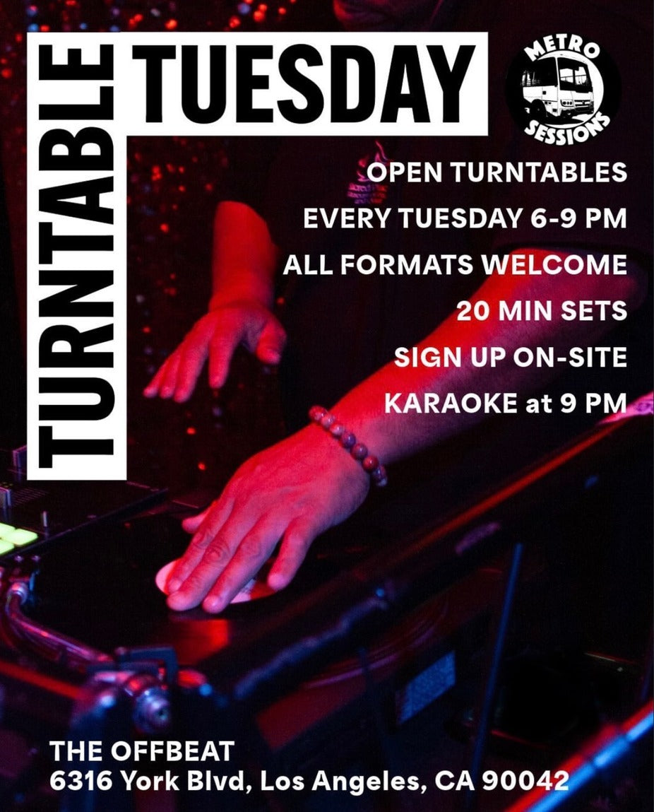 Flyer for Open Turntables Tuesday