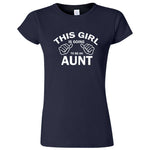  "This Girl is Going to Be an Aunt, White Text" women's t-shirt Navy Blue