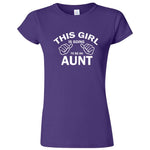  "This Girl is Going to Be an Aunt, White Text" women's t-shirt Purple