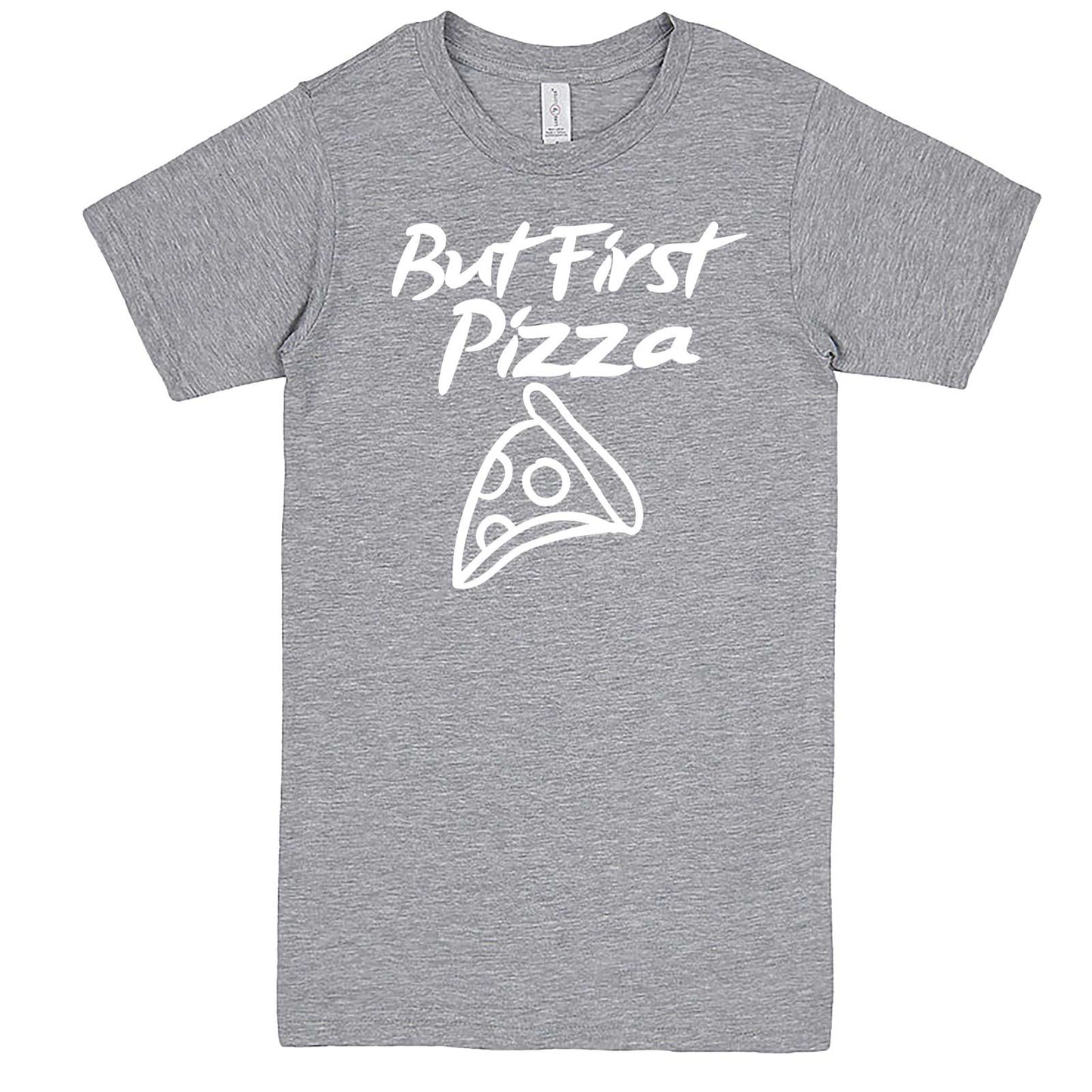 "But First Pizza" men's t-shirt Heather-Grey