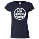  "Beer Drinker with a Bowling Addiction" women's t-shirt Navy Blue