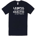  "Lawful in the Streets, Chaotic in the Sheets" men's t-shirt Navy