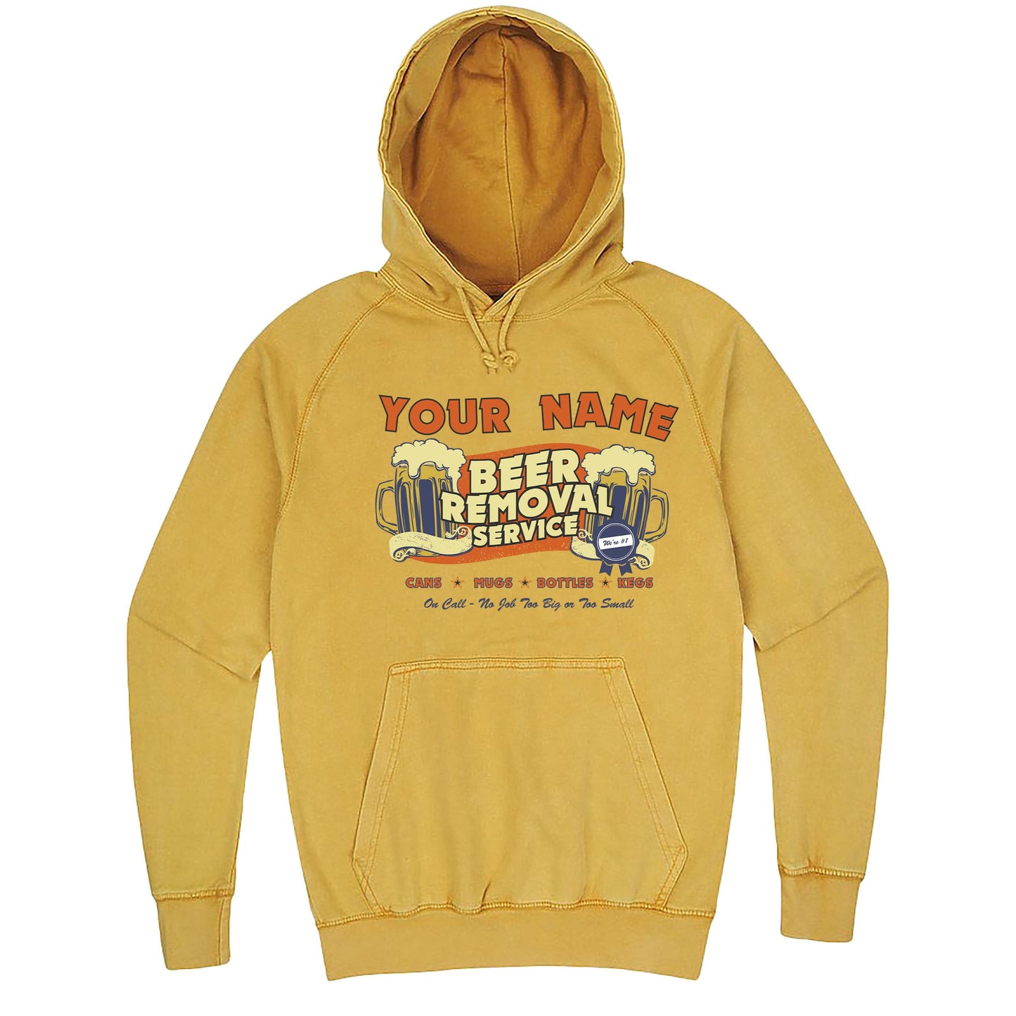 Funny "Custom Beer Removal" hoodie 3XL Vintage Mustard