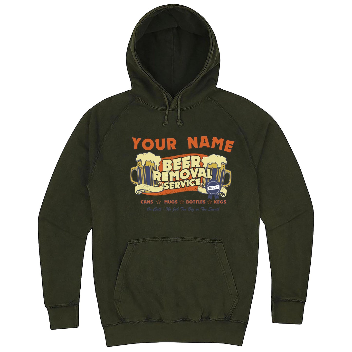 Funny "Custom Beer Removal" hoodie 3XL Vintage Olive