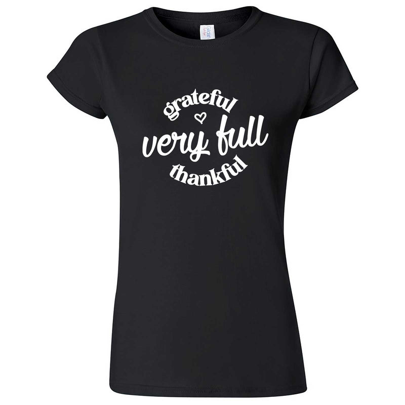  "Grateful, Very Full, Thankful" women's t-shirt Black