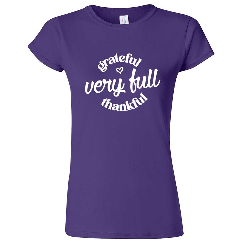  "Grateful, Very Full, Thankful" women's t-shirt Purple