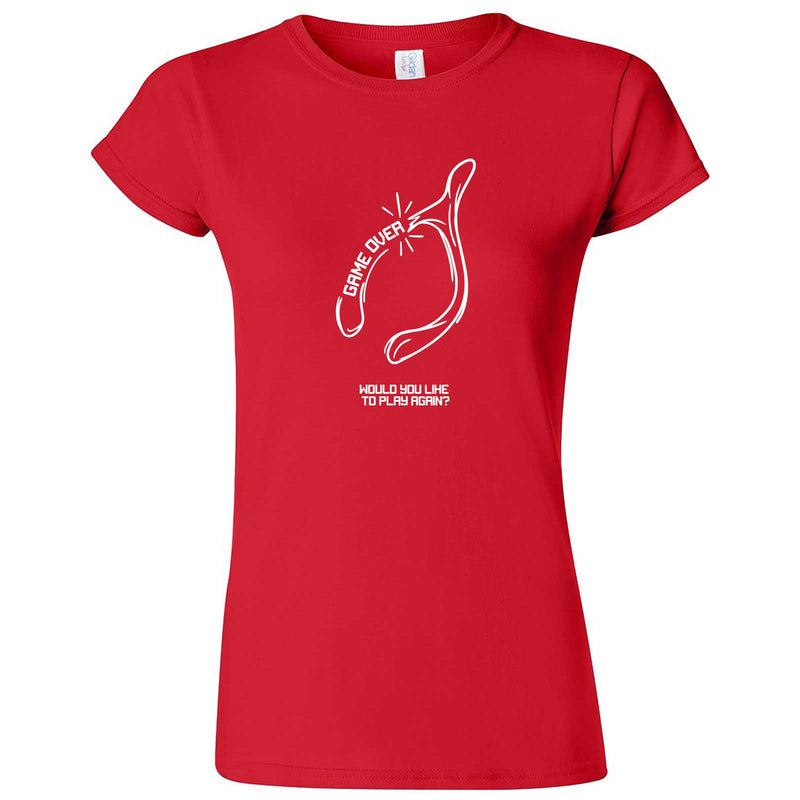  "Thanksgiving Wishbone Game Over, Would You Like to Play Again" women's t-shirt Red