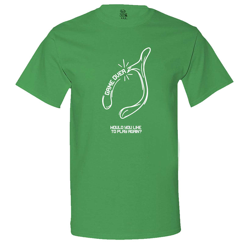  "Thanksgiving Wishbone Game Over, Would You Like to Play Again" men's t-shirt Irish-Green