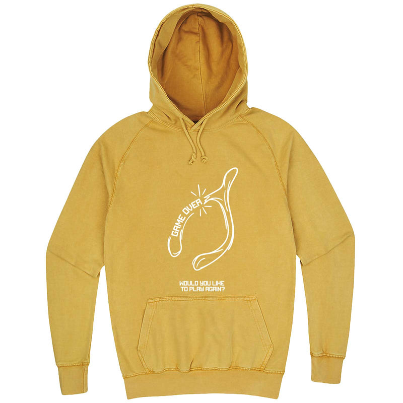  "Thanksgiving Wishbone Game Over, Would You Like to Play Again" hoodie, 3XL, Vintage Mustard