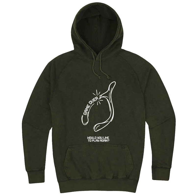  "Thanksgiving Wishbone Game Over, Would You Like to Play Again" hoodie, 3XL, Vintage Olive