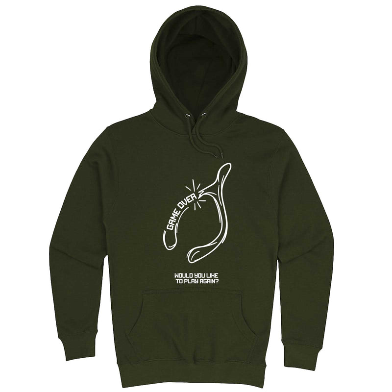  "Thanksgiving Wishbone Game Over, Would You Like to Play Again" hoodie, 3XL, Army Green