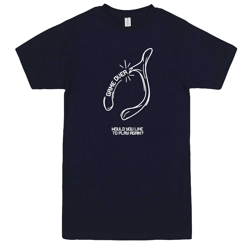  "Thanksgiving Wishbone Game Over, Would You Like to Play Again" men's t-shirt Navy-Blue