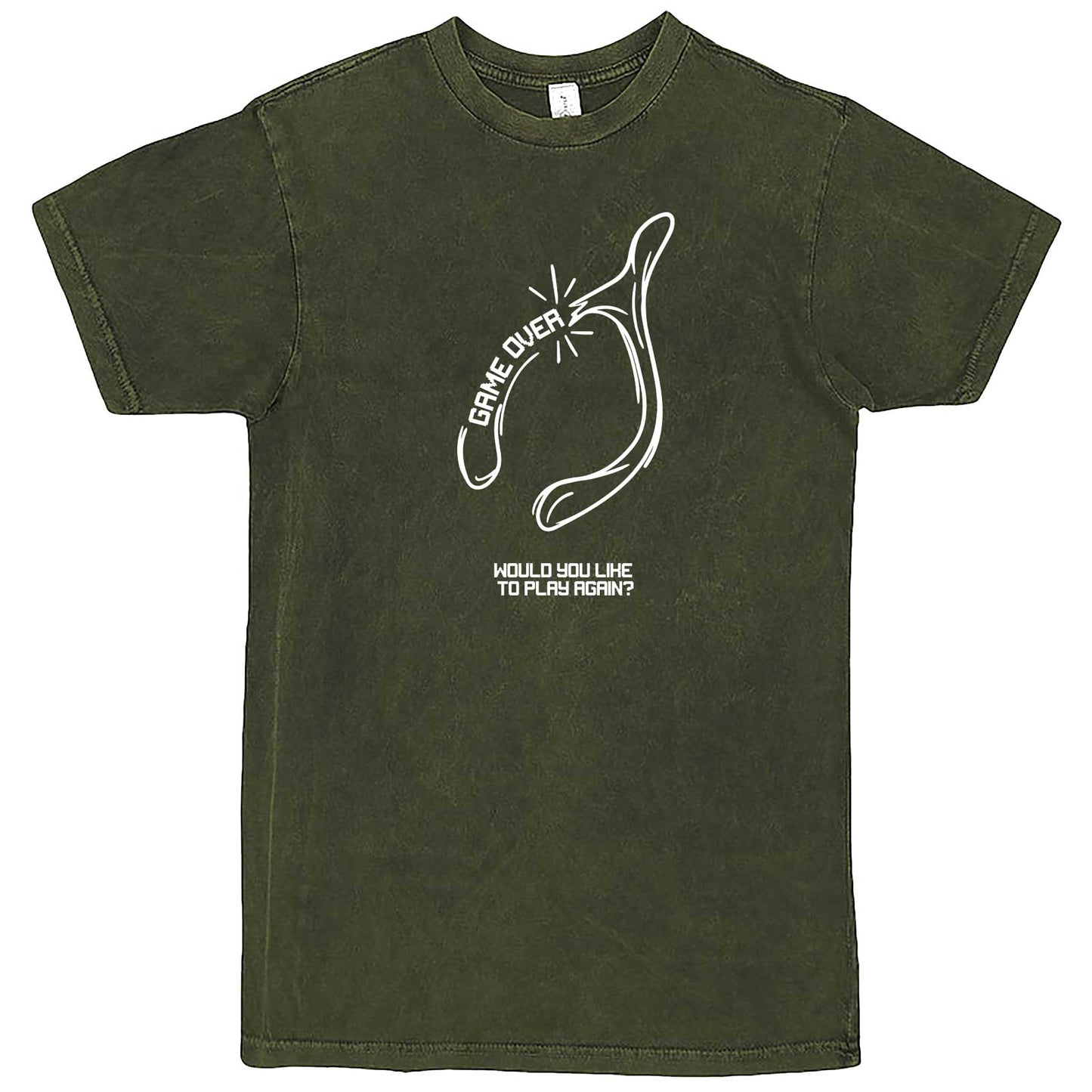  "Thanksgiving Wishbone Game Over, Would You Like to Play Again" men's t-shirt Vintage Olive