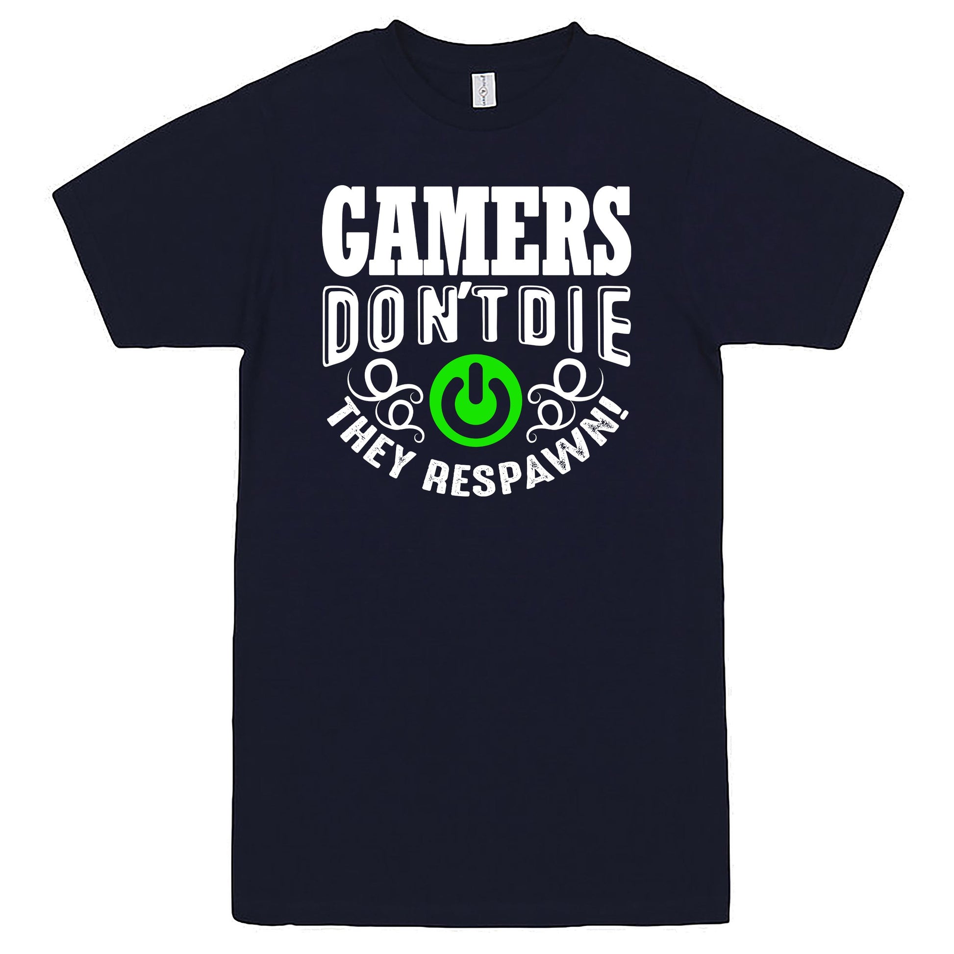 "Gamers Don't Die, They Respawn" Men's Shirt Navy-Blue