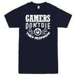 "Gamers Don't Die They Respawn" Men's Shirt Navy-Blue