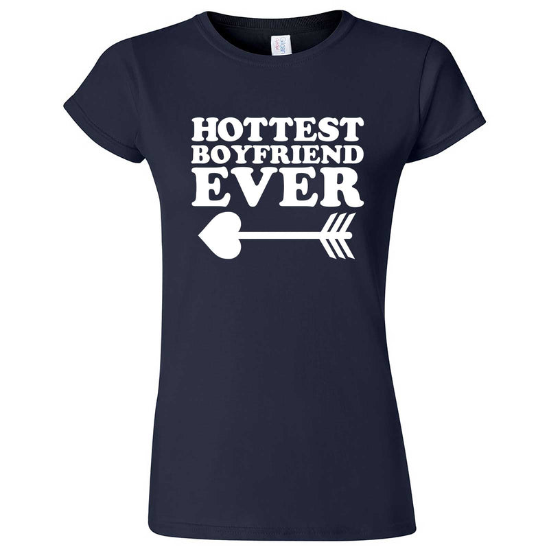  "Hottest Boyfriend Ever, White" women's t-shirt Navy Blue