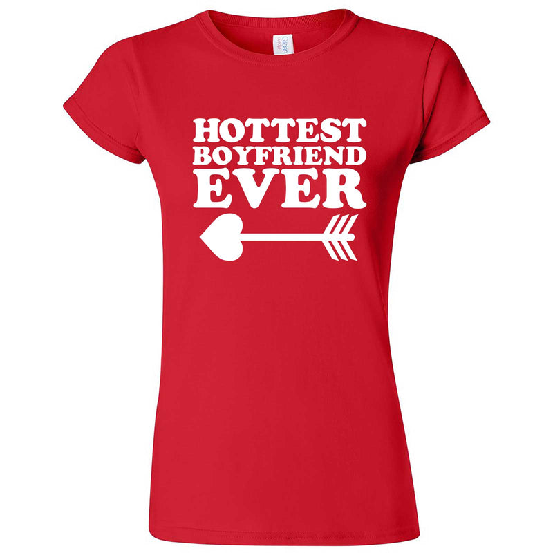  "Hottest Boyfriend Ever, White" women's t-shirt Red