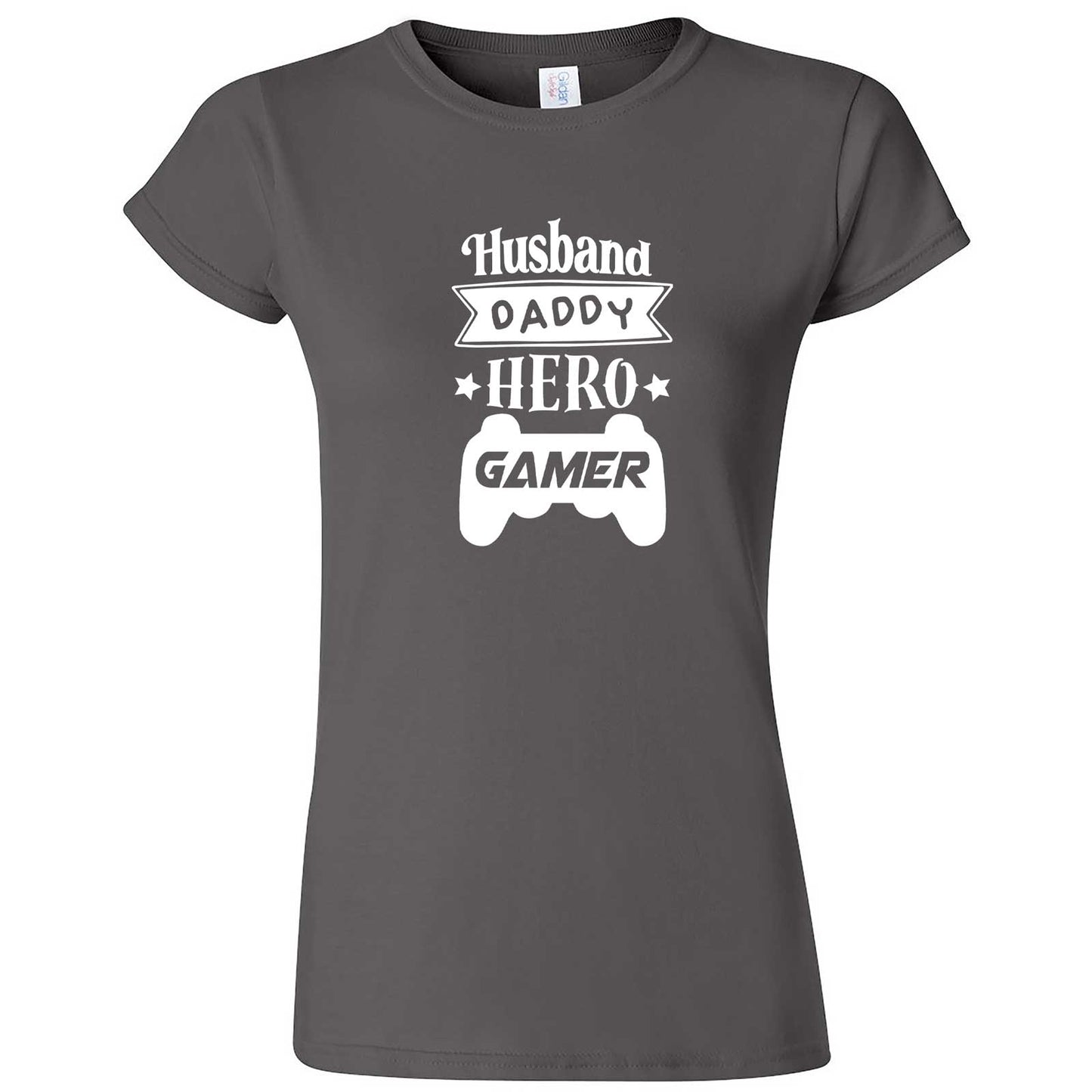  "Husband Daddy Hero Gamer" women's t-shirt Charcoal