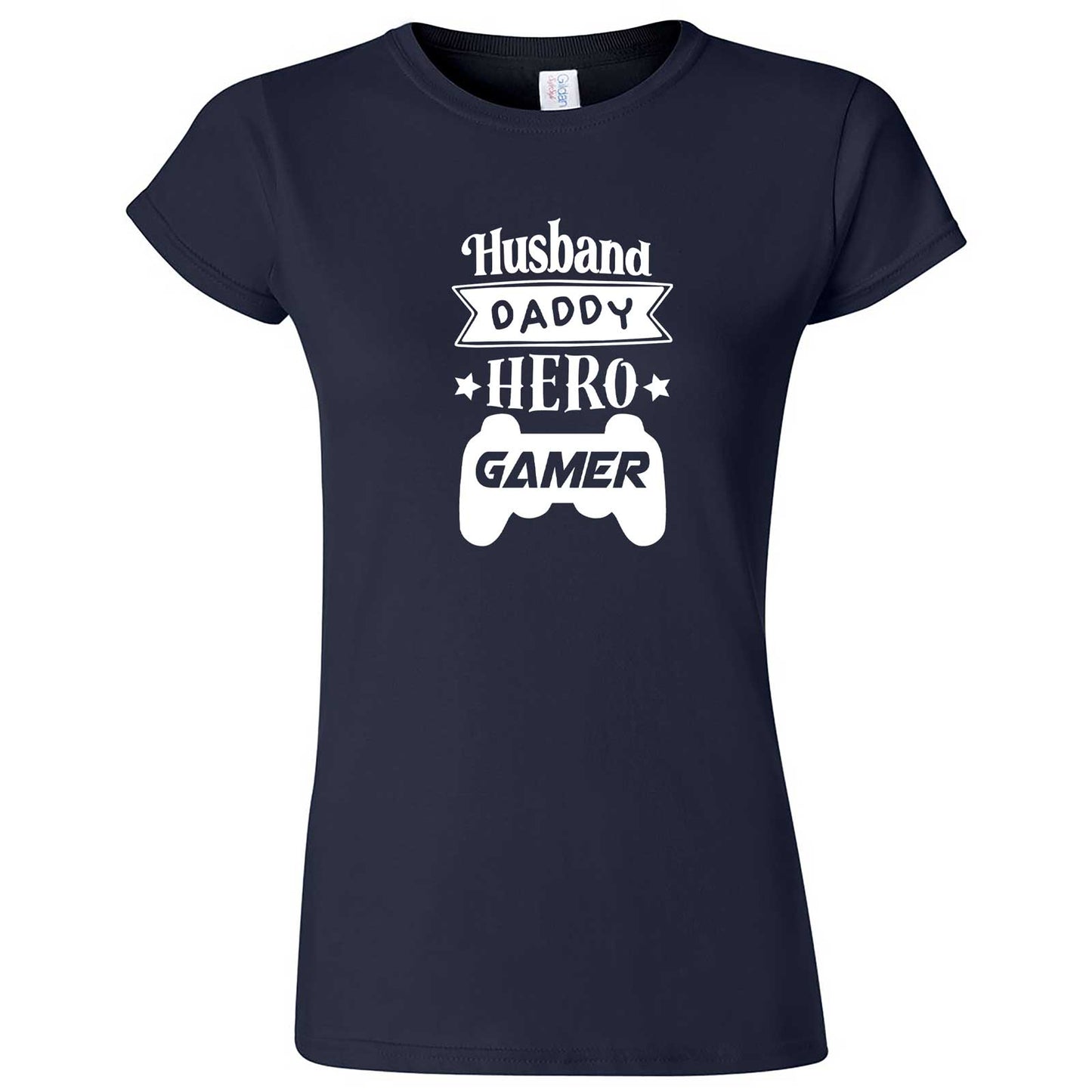  "Husband Daddy Hero Gamer" women's t-shirt Navy Blue