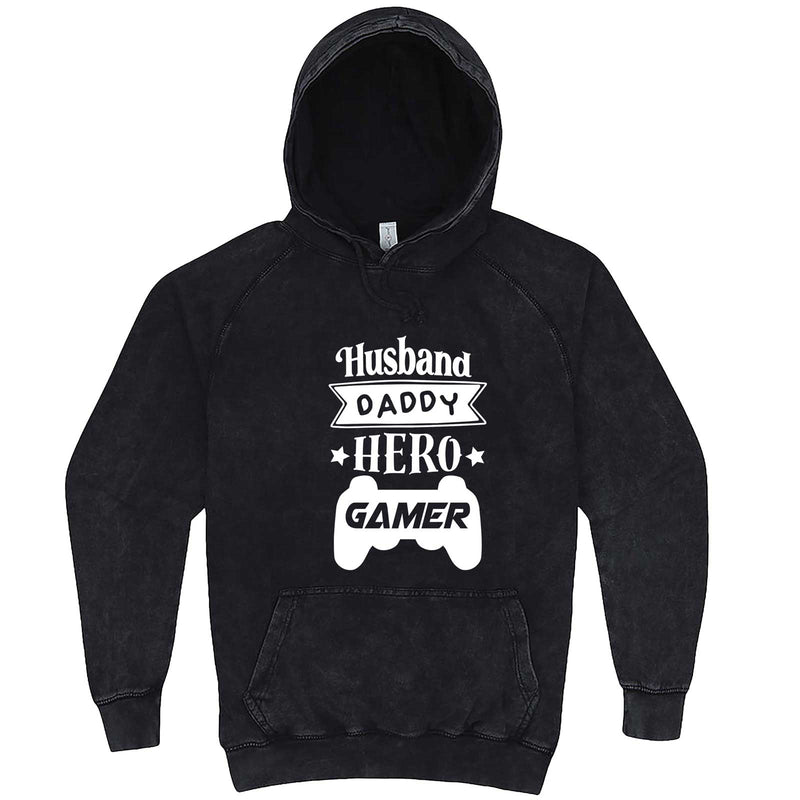  "Husband Daddy Hero Gamer" hoodie, 3XL, Vintage Black
