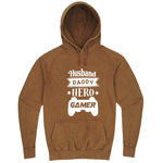  "Husband Daddy Hero Gamer" hoodie, 3XL, Vintage Camel