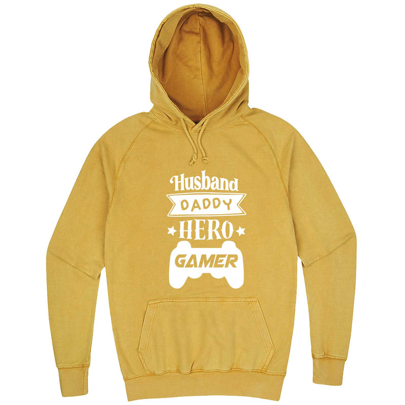  "Husband Daddy Hero Gamer" hoodie, 3XL, Vintage Mustard