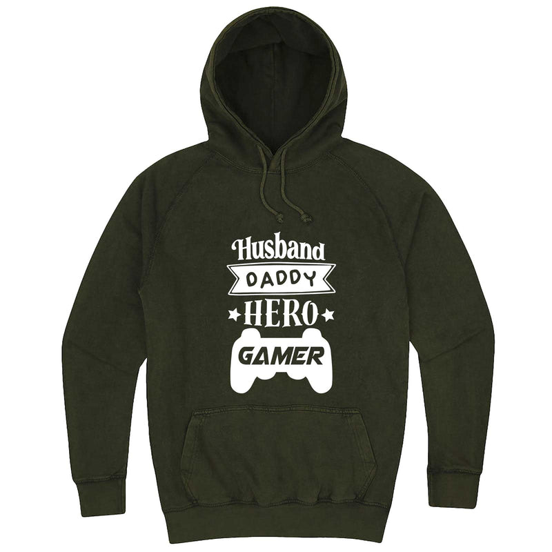  "Husband Daddy Hero Gamer" hoodie, 3XL, Vintage Olive