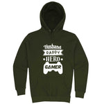  "Husband Daddy Hero Gamer" hoodie, 3XL, Army Green