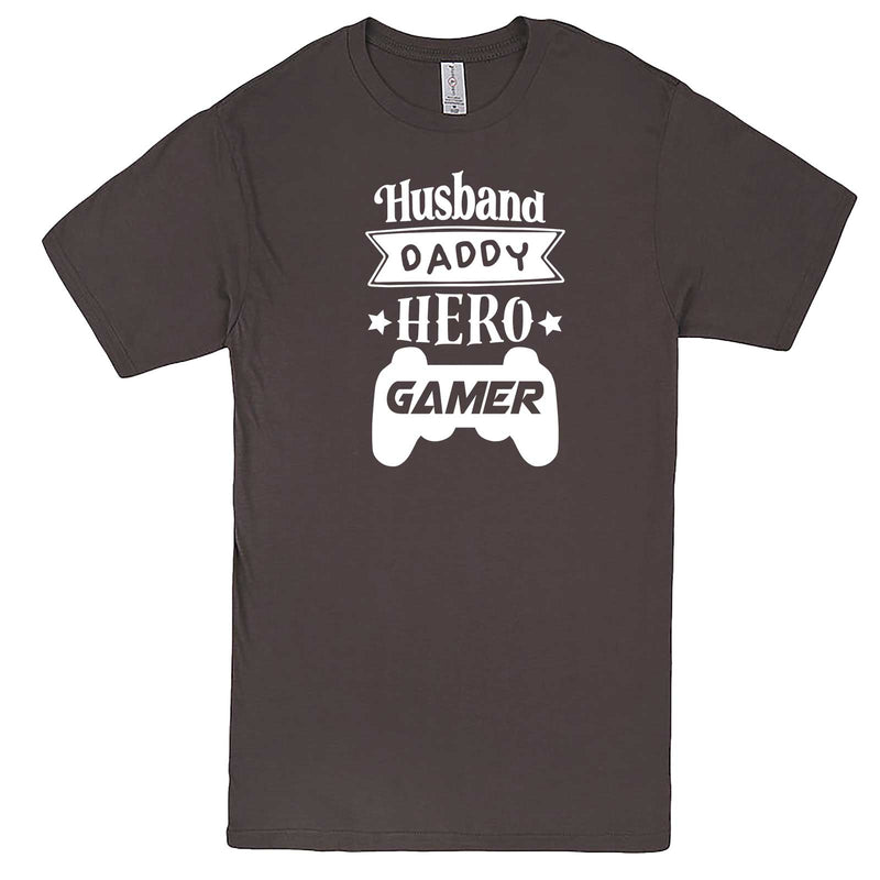  "Husband Daddy Hero Gamer" men's t-shirt Charcoal