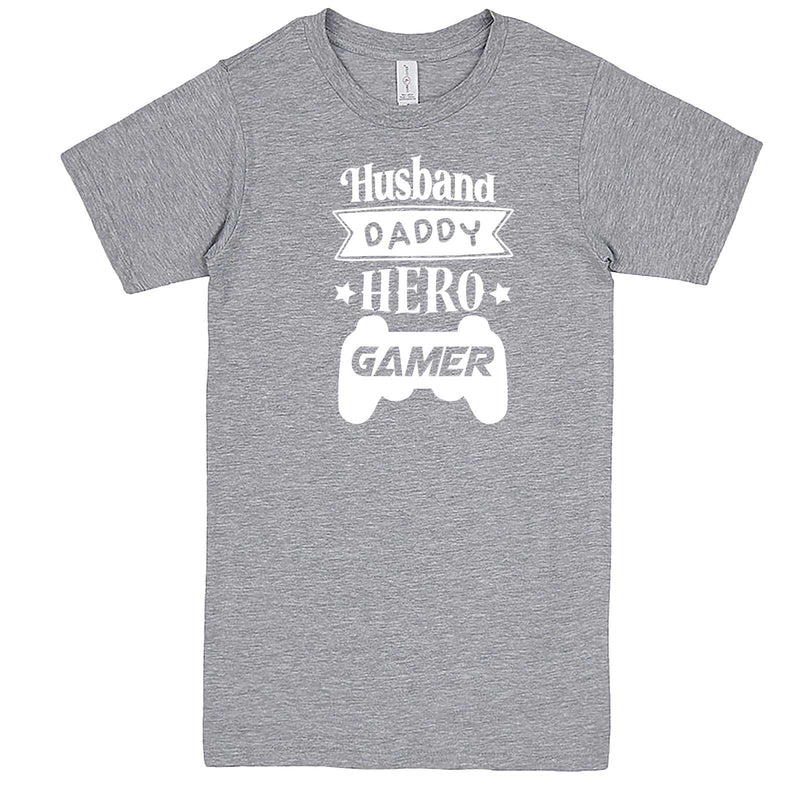  "Husband Daddy Hero Gamer" men's t-shirt Heather-Grey