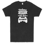  "Husband Daddy Hero Gamer" men's t-shirt Vintage Black