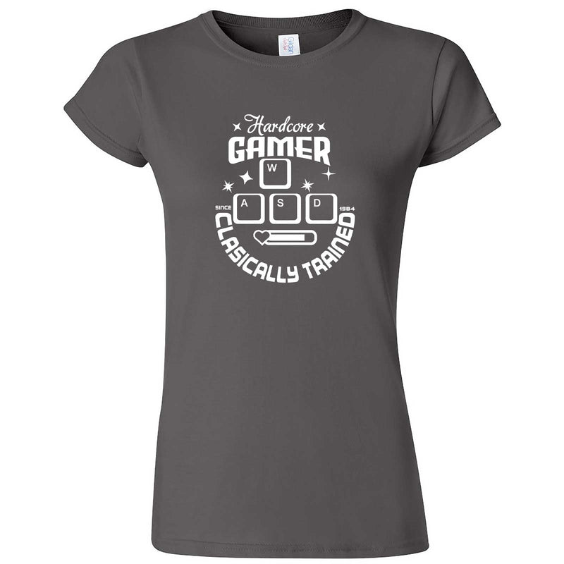  "Hardcore Gamer, Classically Trained" women's t-shirt Charcoal