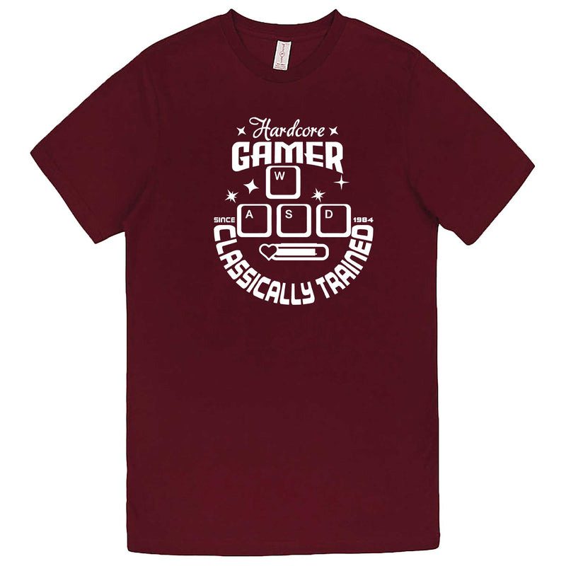  "Hardcore Gamer, Classically Trained" men's t-shirt Burgundy