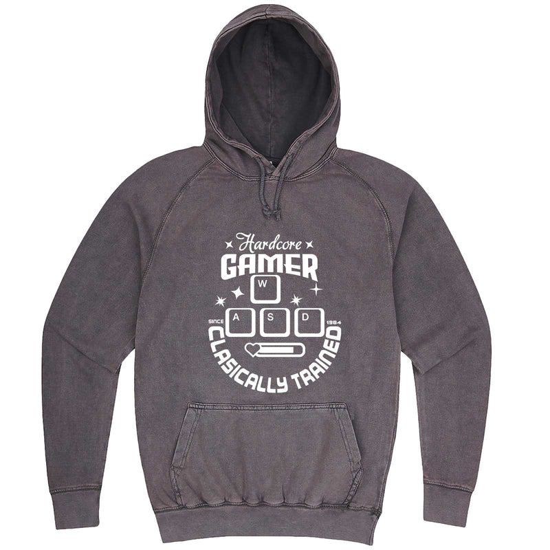  "Hardcore Gamer, Classically Trained" hoodie, 3XL, Vintage Zinc