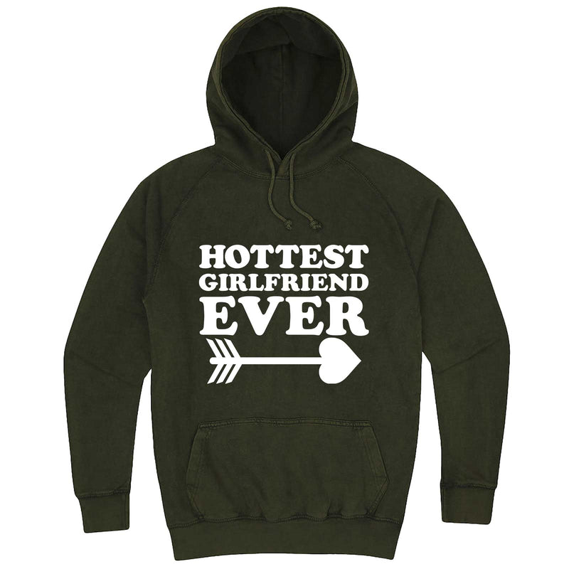  "Hottest Girlfriend Ever, White" hoodie, 3XL, Vintage Olive