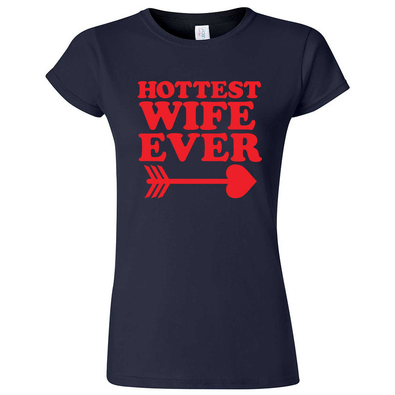  "Hottest Wife Ever, Red" women's t-shirt Navy Blue