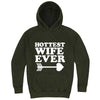  "Hottest Wife Ever, White" hoodie, 3XL, Vintage Olive