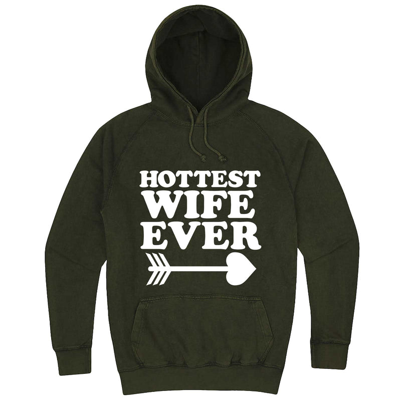  "Hottest Wife Ever, White" hoodie, 3XL, Vintage Olive