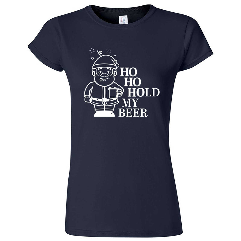  "Ho Ho Hold My Beer" women's t-shirt Navy Blue