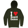  "I Love Board Games" hoodie, 3XL, Army Green