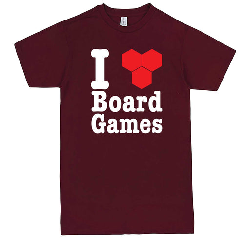 "I Love Board Games" men's t-shirt Burgundy