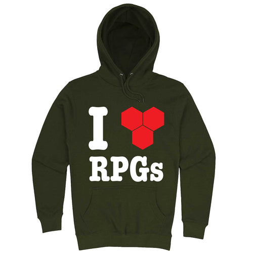  "I Love Role-Playing Games" hoodie, 3XL, Army Green