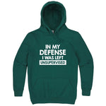  "In My Defense, I Was Left Unsupervised" hoodie, 3XL, Teal