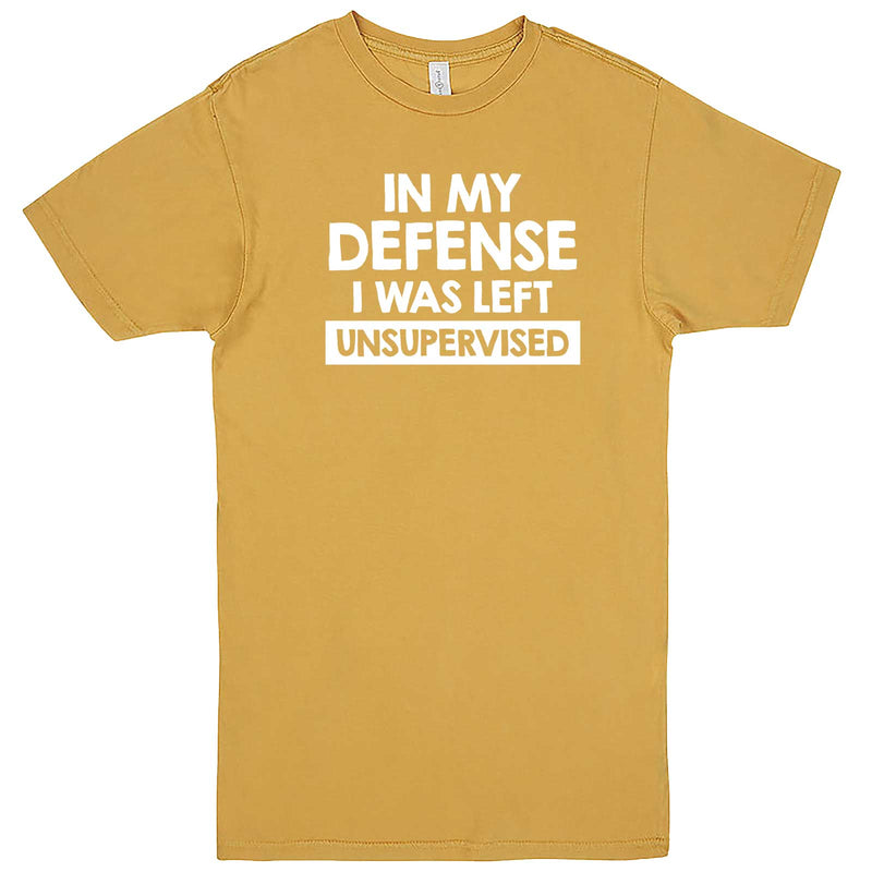  "In My Defense, I Was Left Unsupervised" men's t-shirt Vintage Mustard