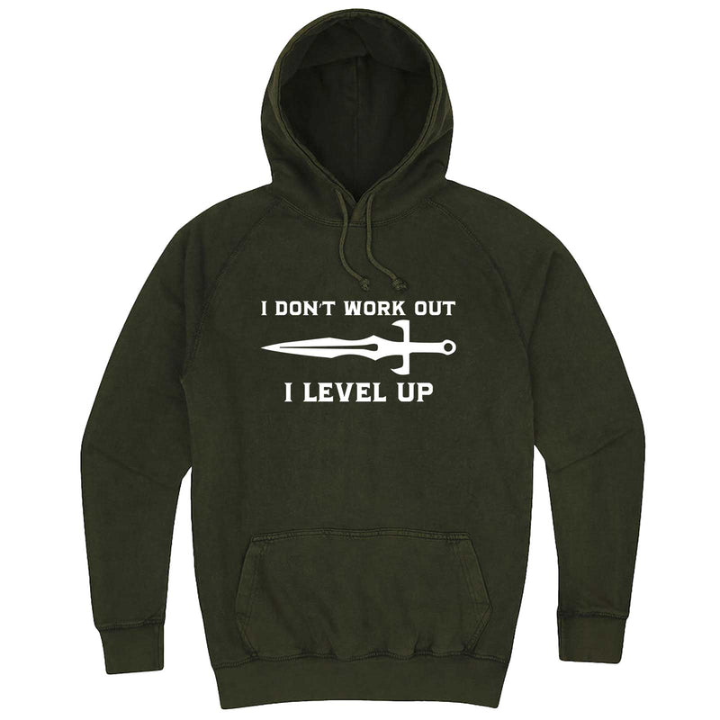 "I Don't Work Out, I Level Up - RPGs" hoodie, 3XL, Vintage Olive